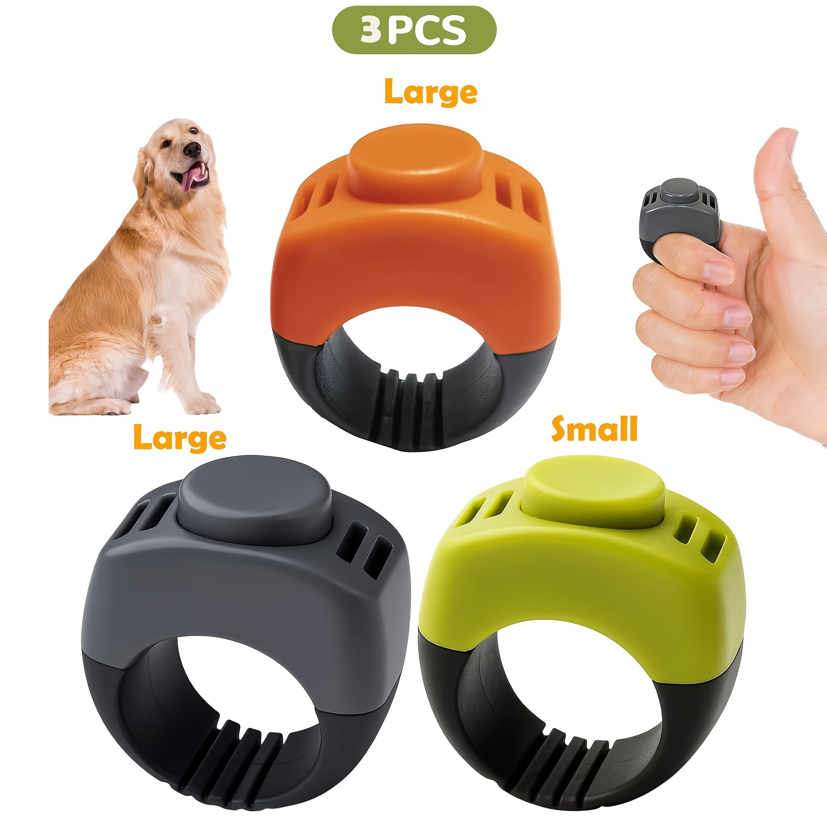 TEMU 3pcs Ring-shaped Non-electric Clickers, With Large And Small 2 Sizes And Different Color Assorted, Compact Suitable For Cats, Horses, Birds,