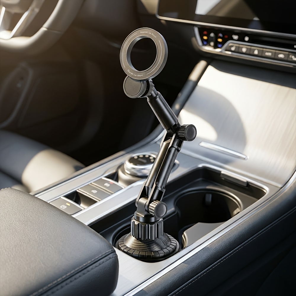 TEMU Magnetic Cup Holder Phone Mount For Car, Adjustable Cell Phone Holder With 360 Degree Rotation Multi-joint Arm, Universal Smartphone Car Mount