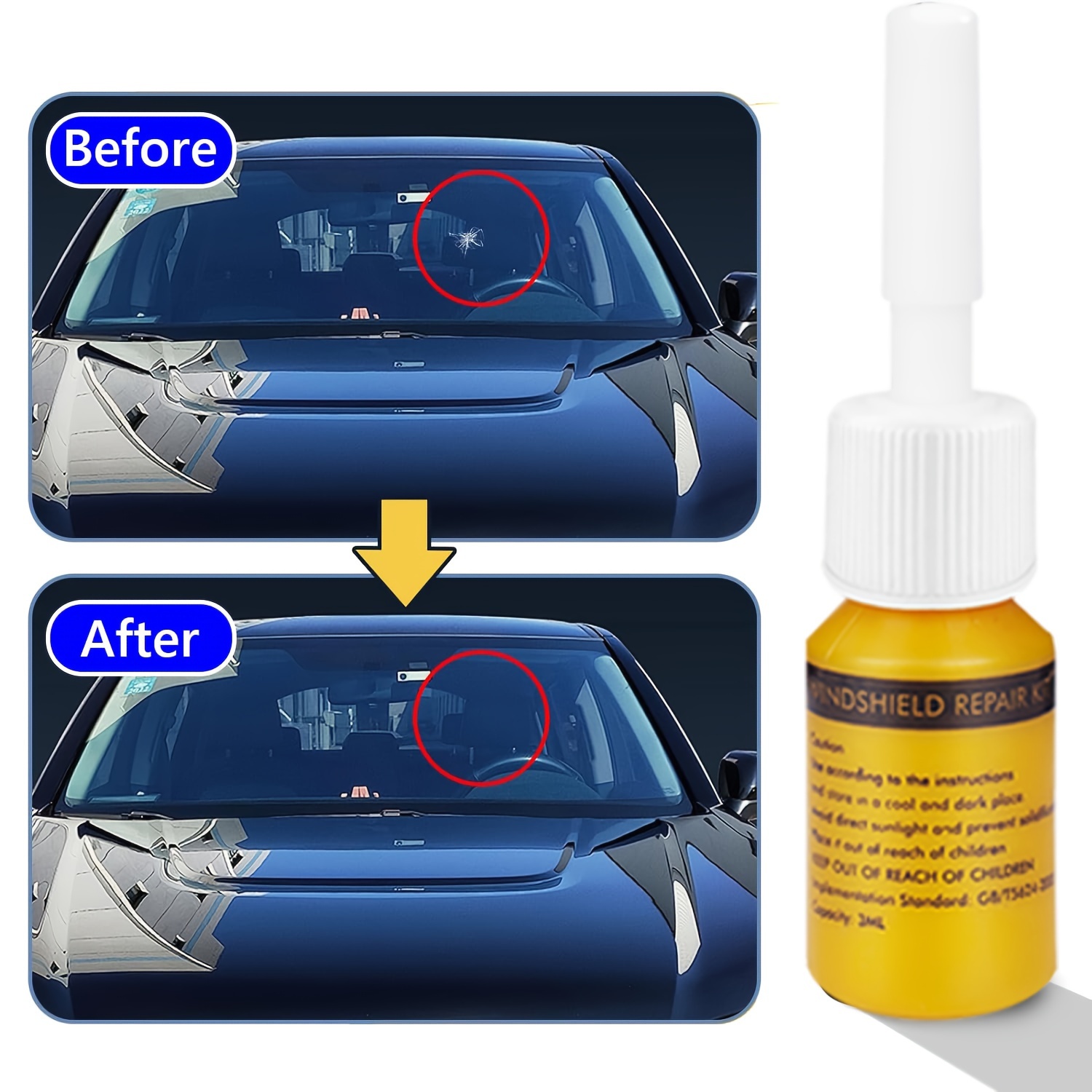 Windshield Crack Repair Kit, 2025 New Glass Cracks Gone Repair Kit, Premium Car Windshield Crack Repair Fluid Window Windscreen Tool
