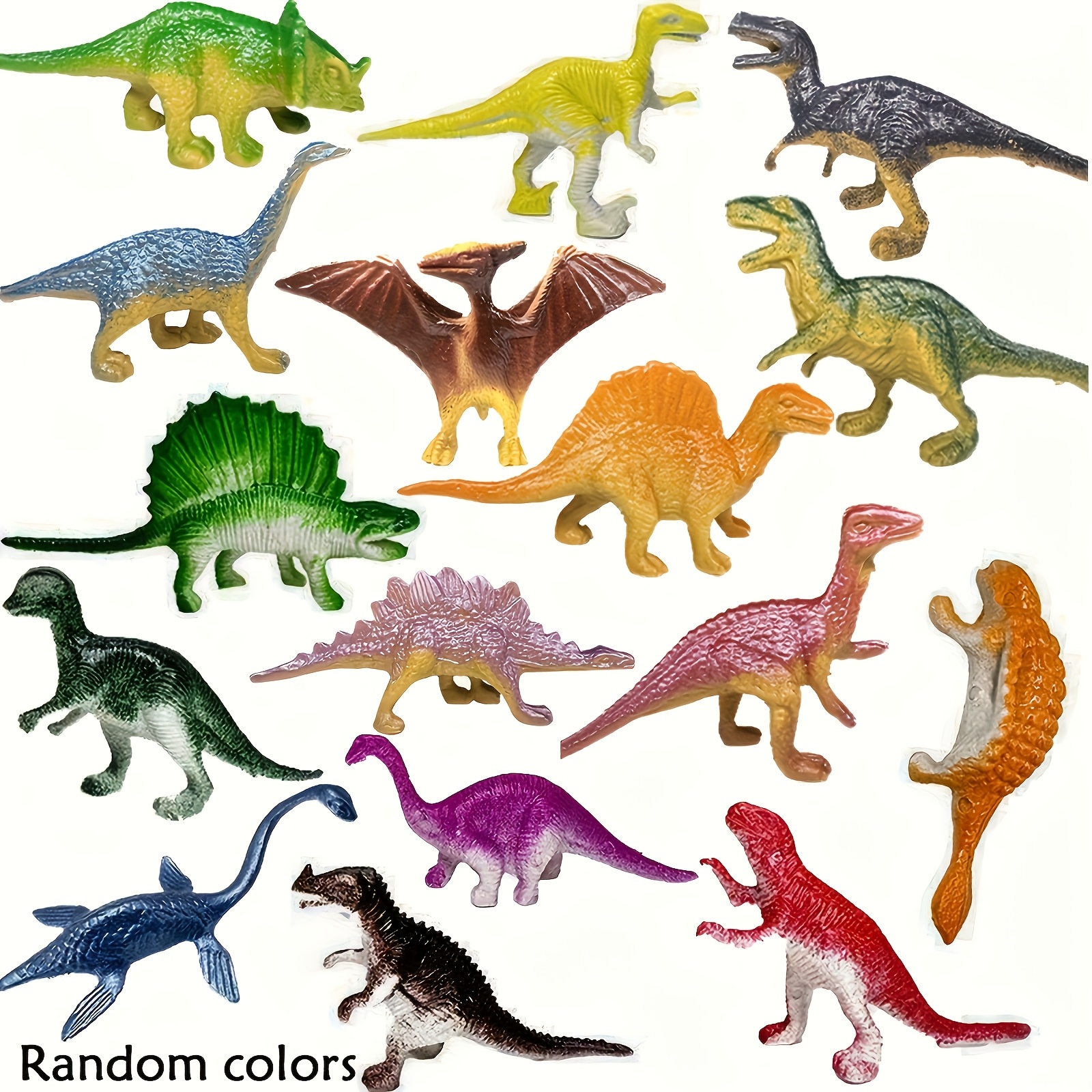 Image of 16pcs Mini Prehistoric Dinosaur Model Educational Plastic Model Ornaments, Random Color, Cute Decoration Toy For Gift For Friend, Christmas Halloween Birthday