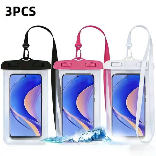 set of 3 bags universal phone pouch air cushion phone case underwater swimming phone cover dry bag for the beach smartphone sports bag summer swimming bag vacation wallet outdoor sports pool workout travel bag
