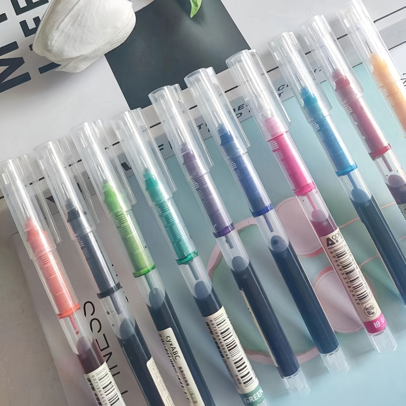 

10pcs Color Random No-repeat Color Quick-drying Straight Liquid Gel Pen Full Needle Tube Bead Pen Student Exam Brush Question Signature Pen