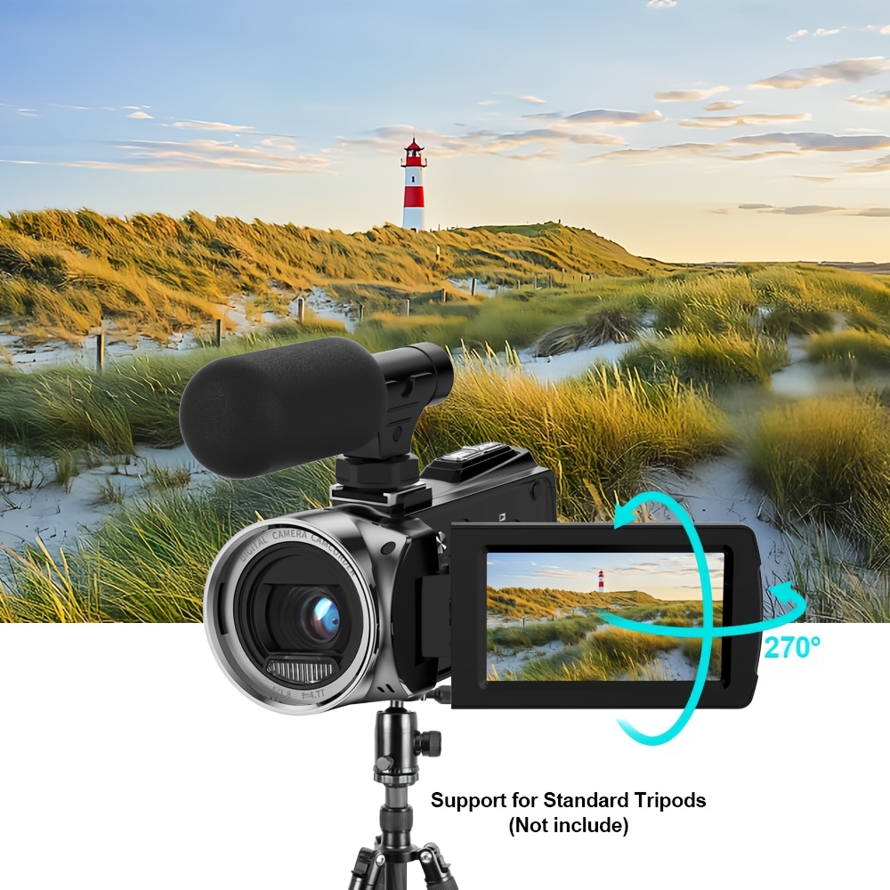 videocamera 4k 48mp per vlogging con zoom digitale 18x, webcam con   da 3.0 pollici rotazione a 270  , microfono esterno, regalo per san valentino,  , festa del papà, compleanno Dettagli dell'articolo 4
