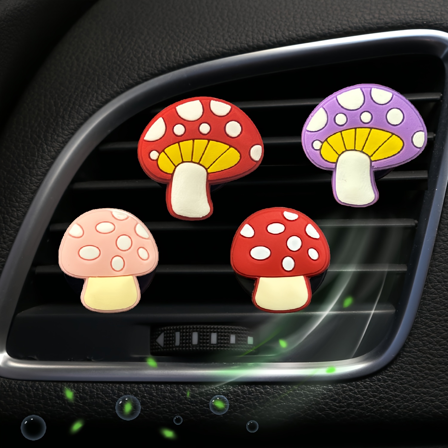 

Red Mushroom Car Air Freshener Clip Set Of 2, Vent Aroma Clip For Vehicle Air Conditioning, Fragrance Dispenser With Balm/compressed Scent Tablet, Car Interior Decoration Aromatherapy Accessories