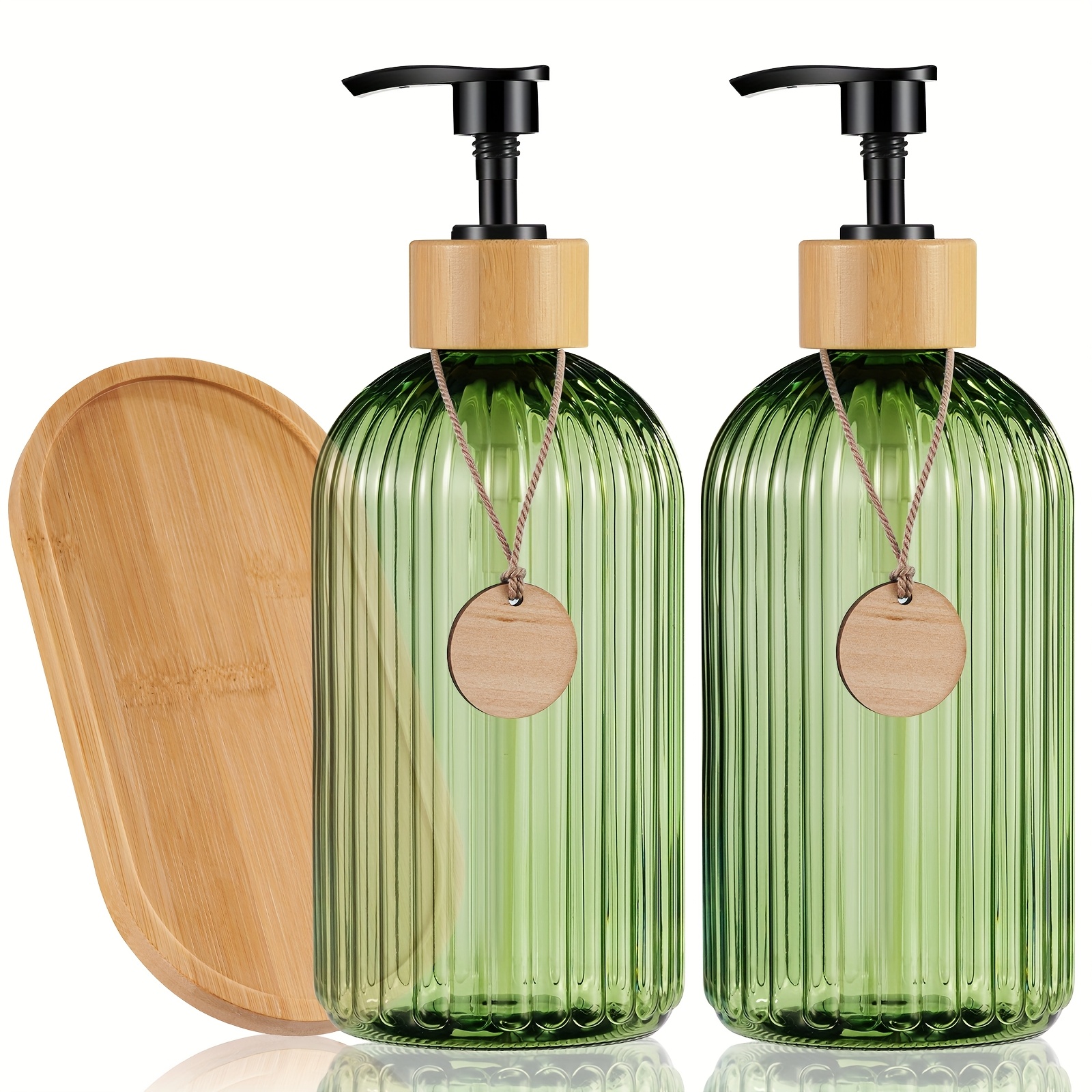 

Gaonly 2pcs Oz Soap Dispenser With Bamboo Pump, Refillable Liquid Hand Soap Dispenser For Bathroom, Soap Dispenser