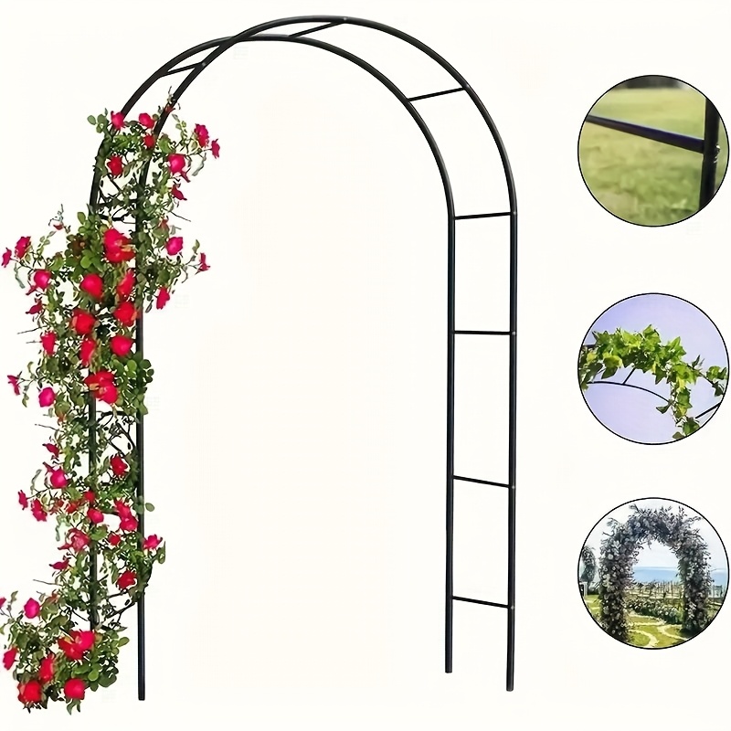 

1pc Stylish Black Garden Arch - Multi-functional Metal Structure For - Ideal Outdoor Ornament