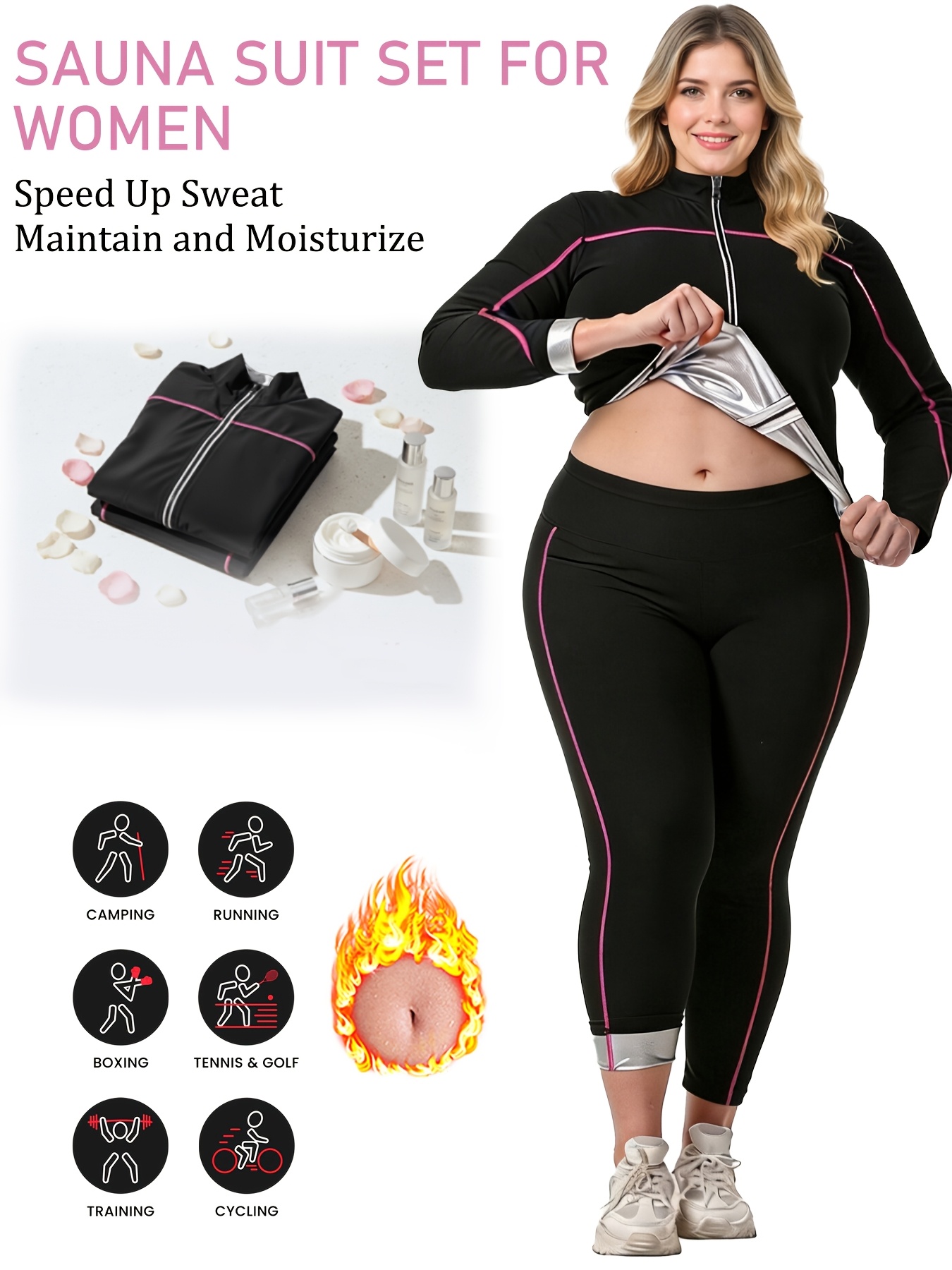 Women'S Plus Size Athletic Suit, Plus Size Athletic Jacket And Leggings, Suitable for Daily Yoga Fitness Jogging Casual 