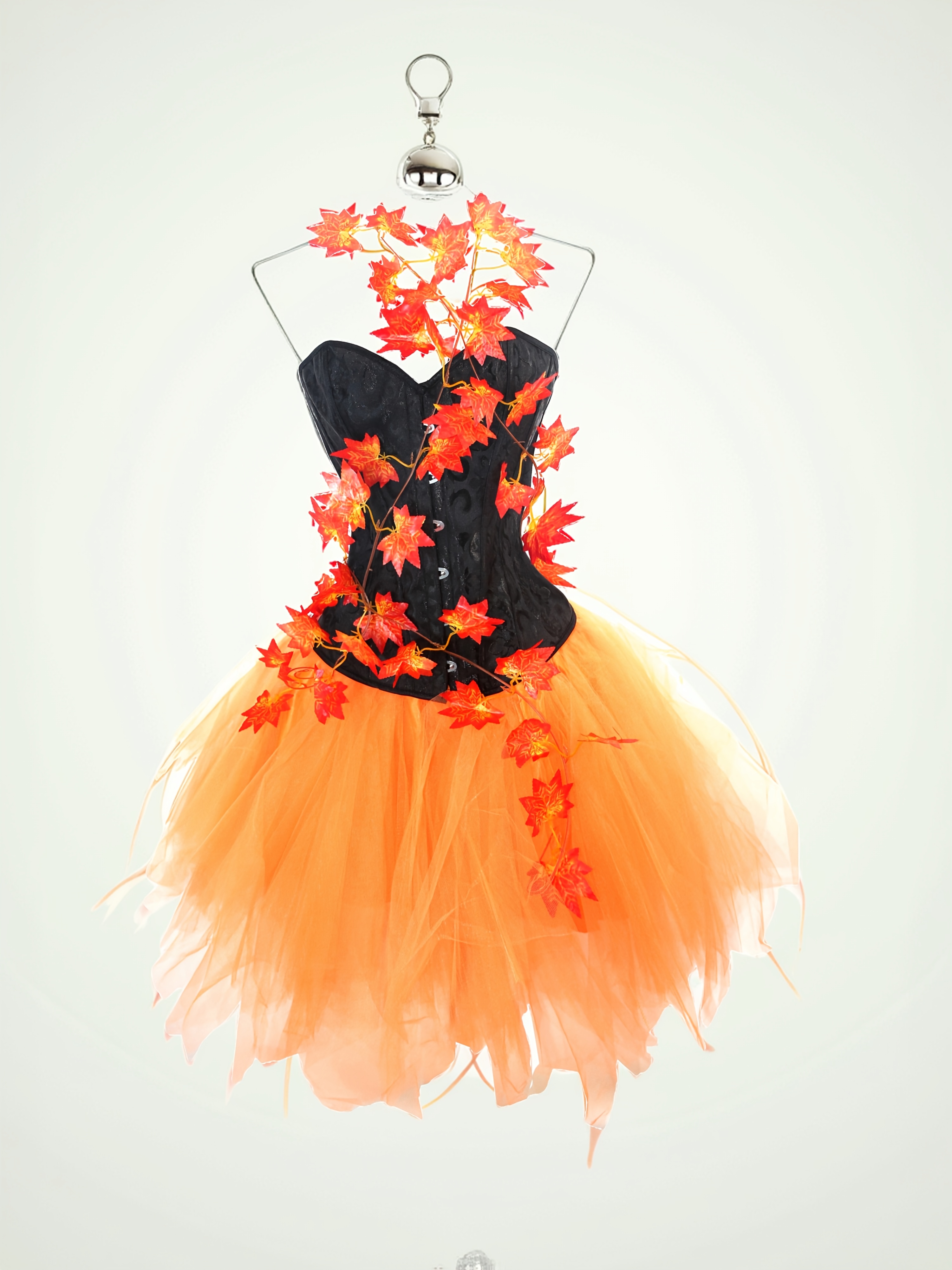 Black Jacquard Bodycon Dress and TUTU Skirt, Halloween Maple Leaf Fairy  Costume