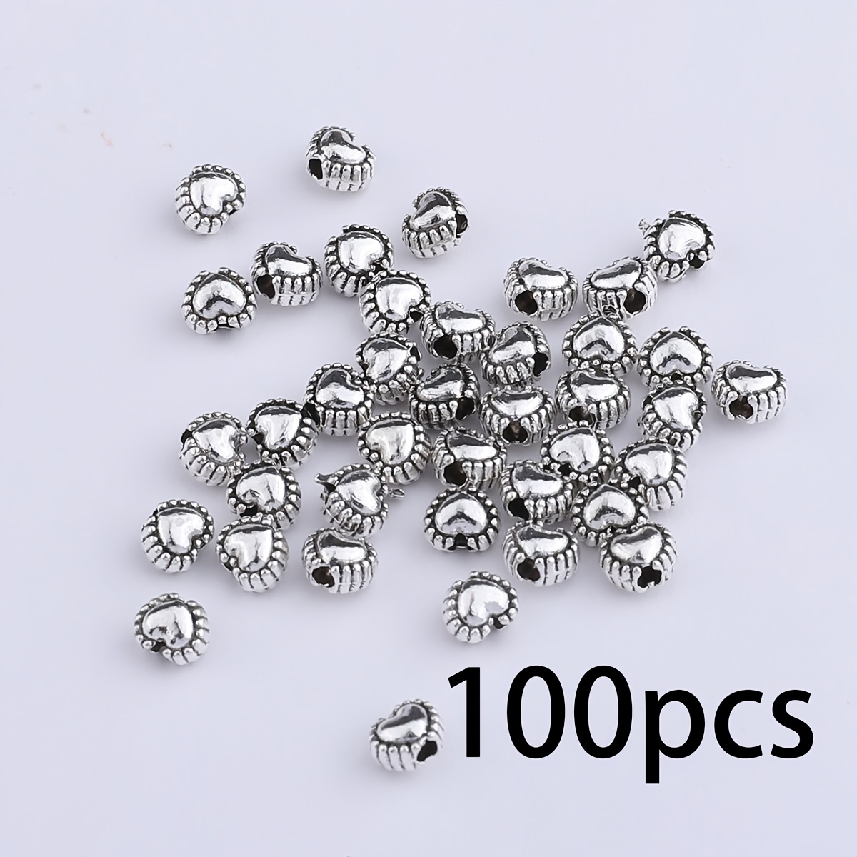 E-shop 100 Stück Mini Herz Spacer Perlen Legierung Zusätze Perlen Geflochtene Seil Spacer Lose Perlen Muster Perlen Lose Perlen Spacer Perlen Ohrringe