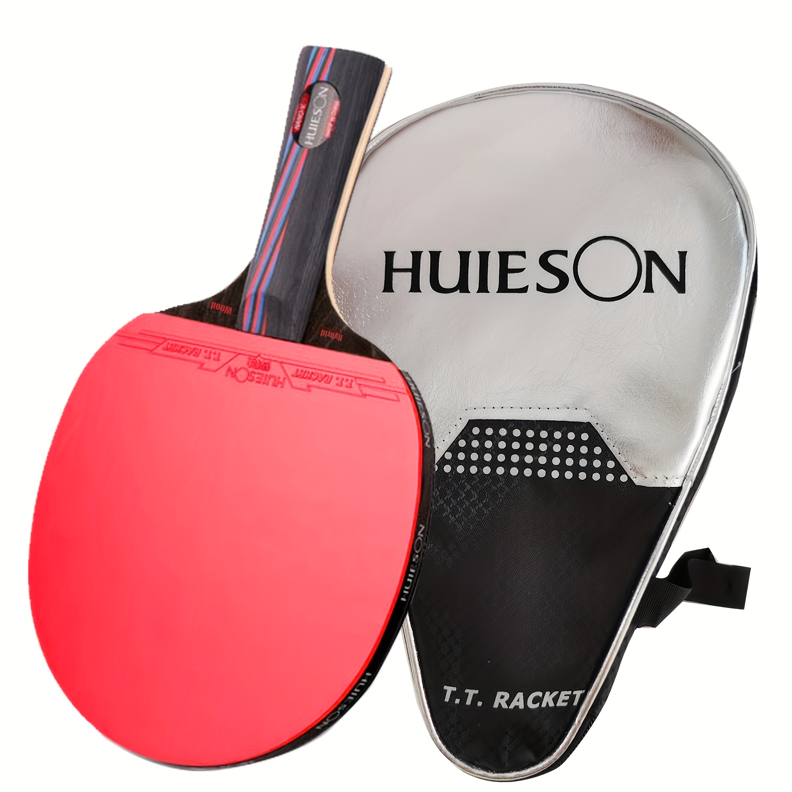 E-shop Carbon King 9.8 Tischtennis Schläger Pimples In, 5-lagiger Profi Schläger mit langem Griff und Tragetasche