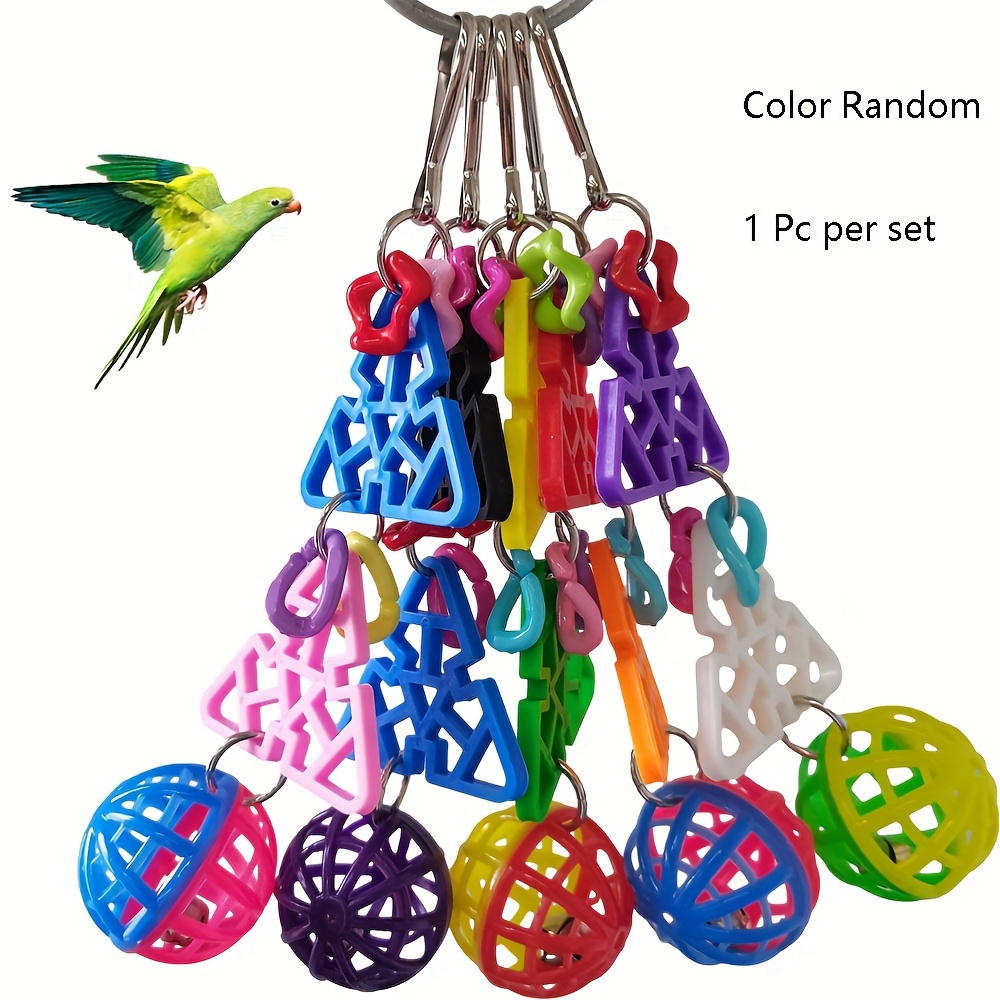 

Jouet Interactif pour Perroquet avec Clochette - Design Géométrique Triangulaire, Balle en Plastique pour Oiseaux - Couleur Variable, Jouets pour Oiseaux