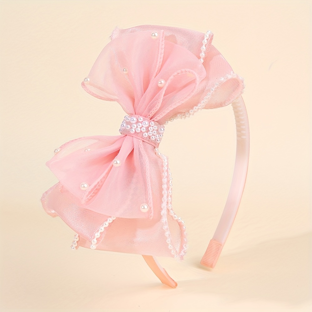 1pc Elegant Tulle Bow Headbands For Non-slip Hairband Accessory For Party Styling