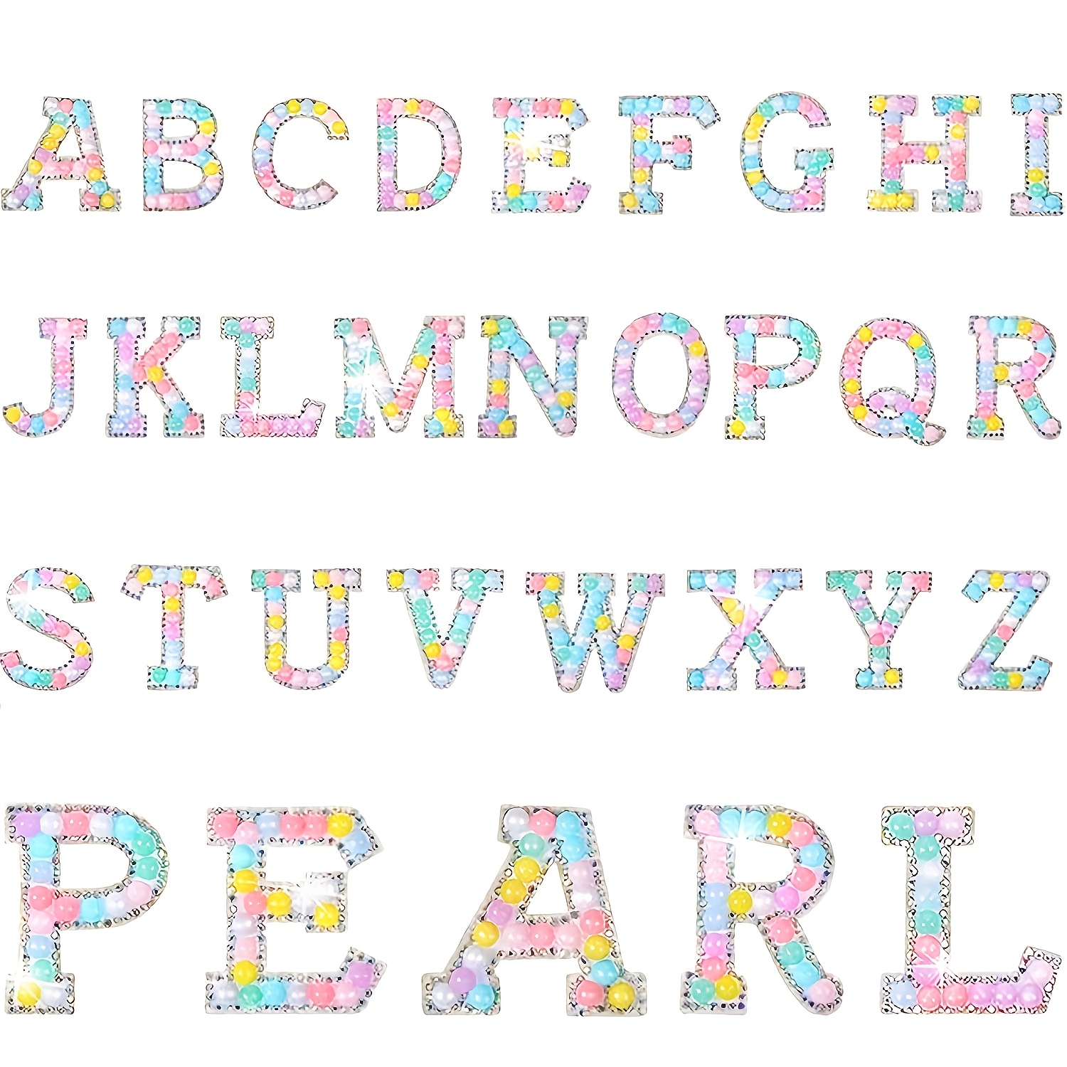 TEMU 26pcs Self-adhesive Rhinestone Letter Patch Rhinestone A-z Glitter Sewing Patch Glitter Letter Sticker Applique Fabric Craft Suitable For Diy
