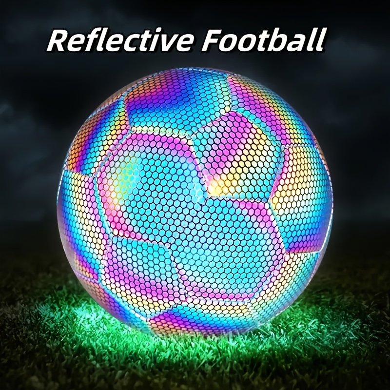 Luminous Glowing Football - Holographic Reflective PU No.5 Soccer Ball For Night Games, Machine Stitched & Durable - View #8