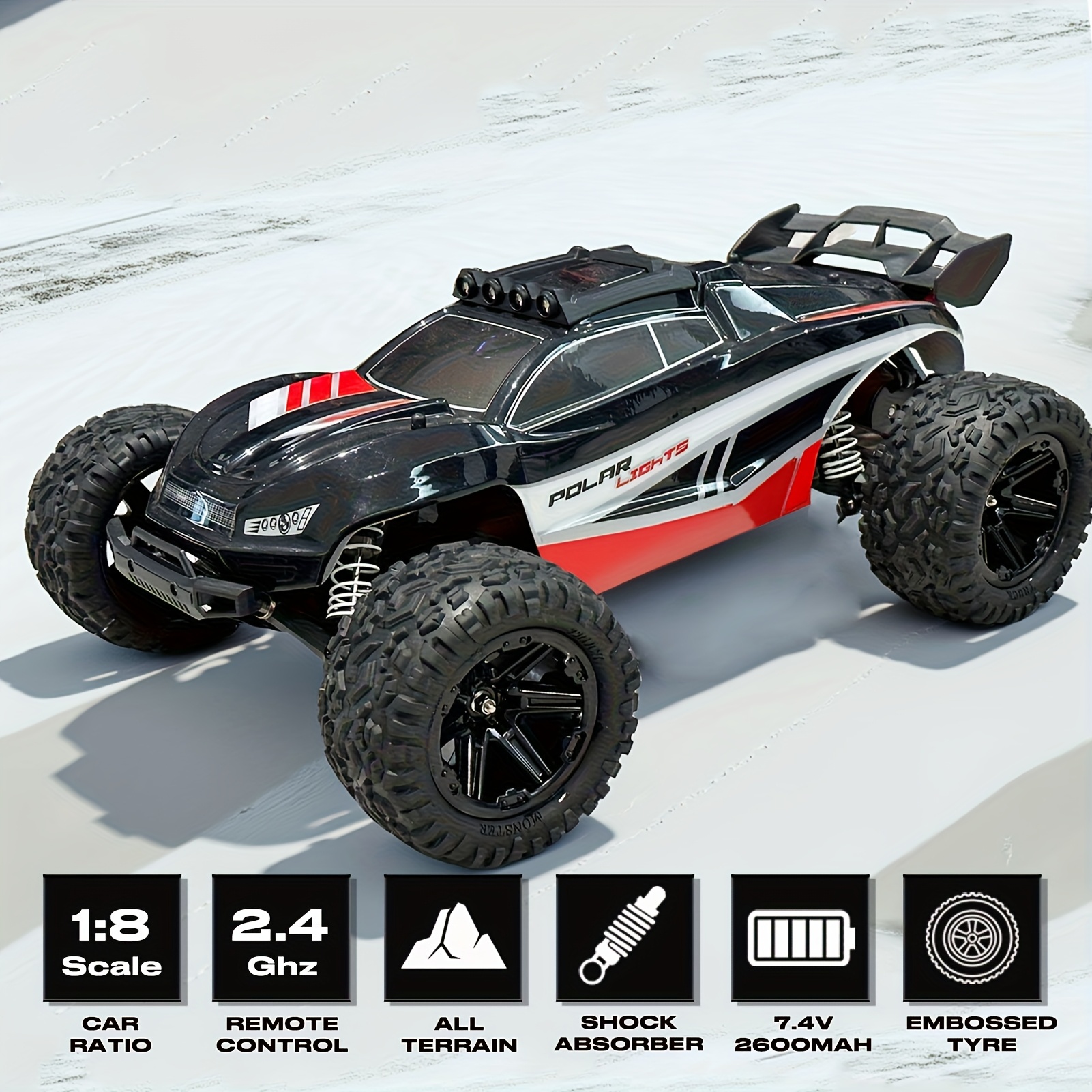1:8 45KM/H Large RC Car, High Speed Remote Control Vehicle, Off-road RC Car Sport Utility Vehicle, Independent Shock Absorption, Fall And Crash Resistance, Vehicle Toys Gift, 2 Battery