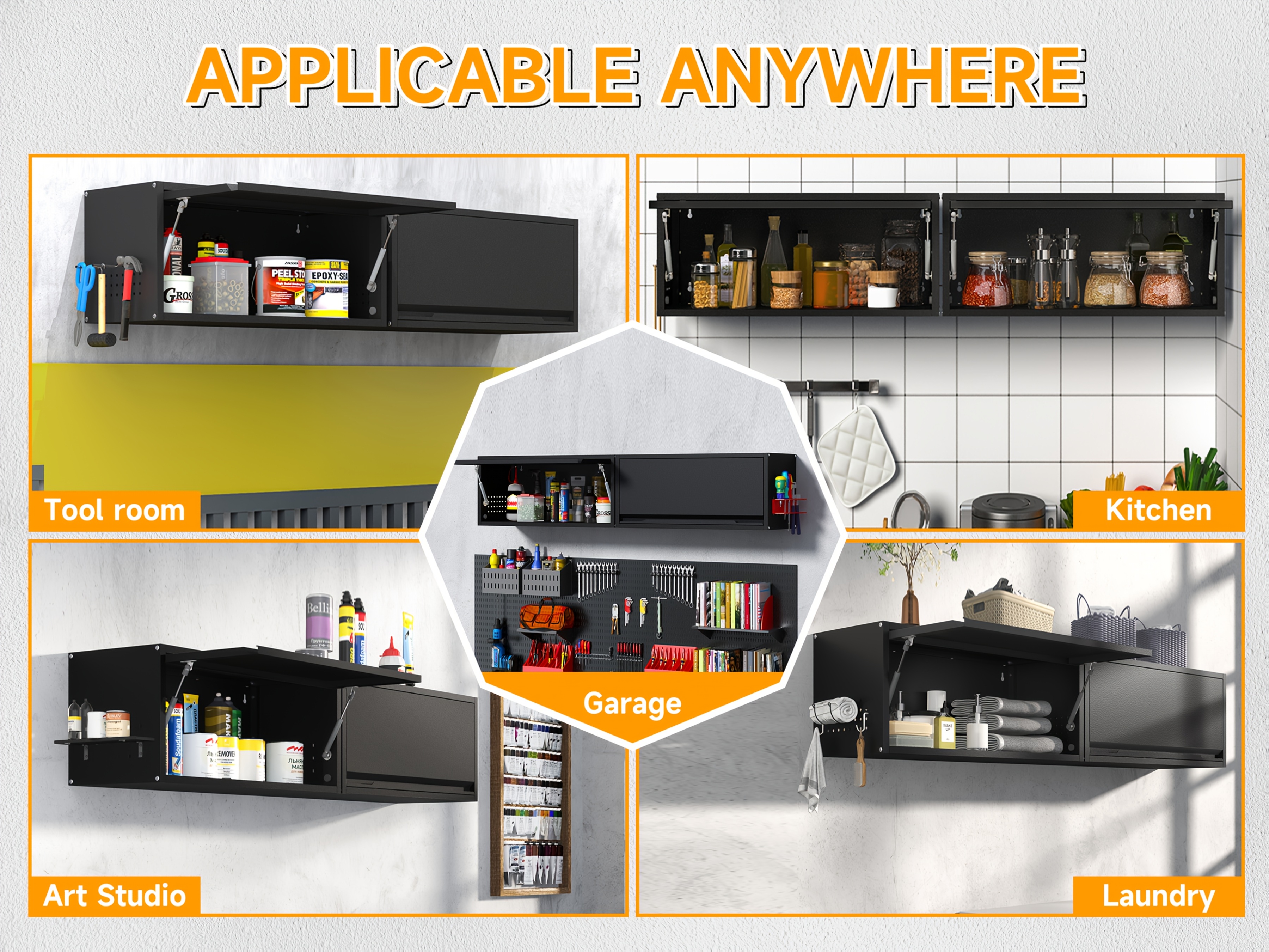 Metal Storage Cabinet | Garage Wall Cabinet with Up-Flip Door, 31.5