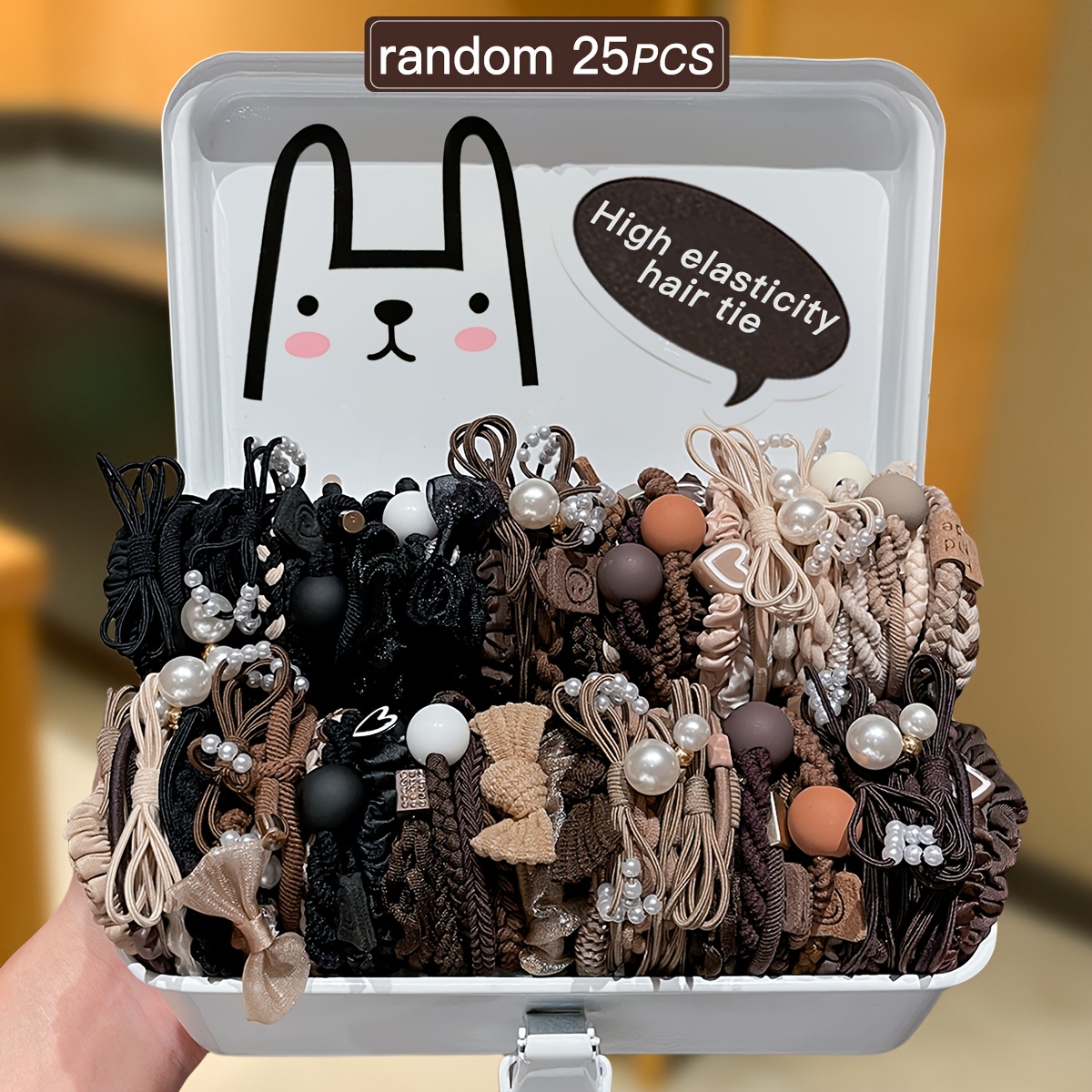 TEMU Random 15/25pcs Women's Hair Rings, Retro Style, Diverse Styles, High Elasticity Hair Cords, Styling Needs, Women's Hair Additions. Suitable For