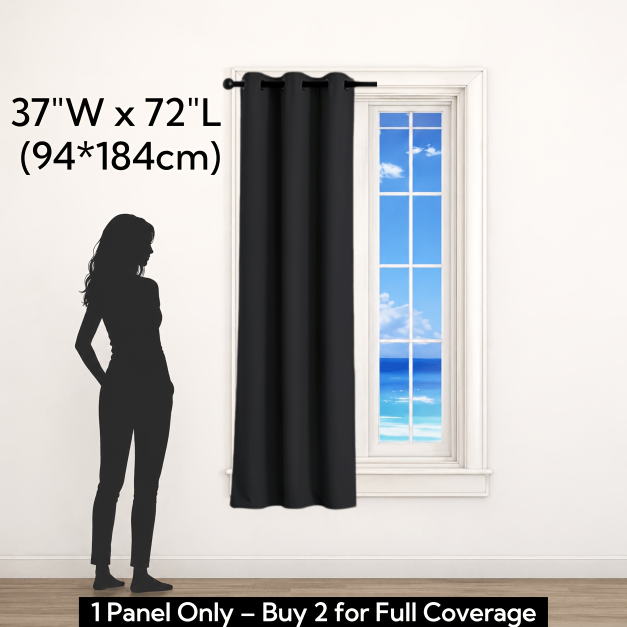 TEMU 1 rideau occultant minimaliste 100% occultant, avec doublure thermique revêtue, pour salon, placard, fenêtre, porte, rideau occultant en corde