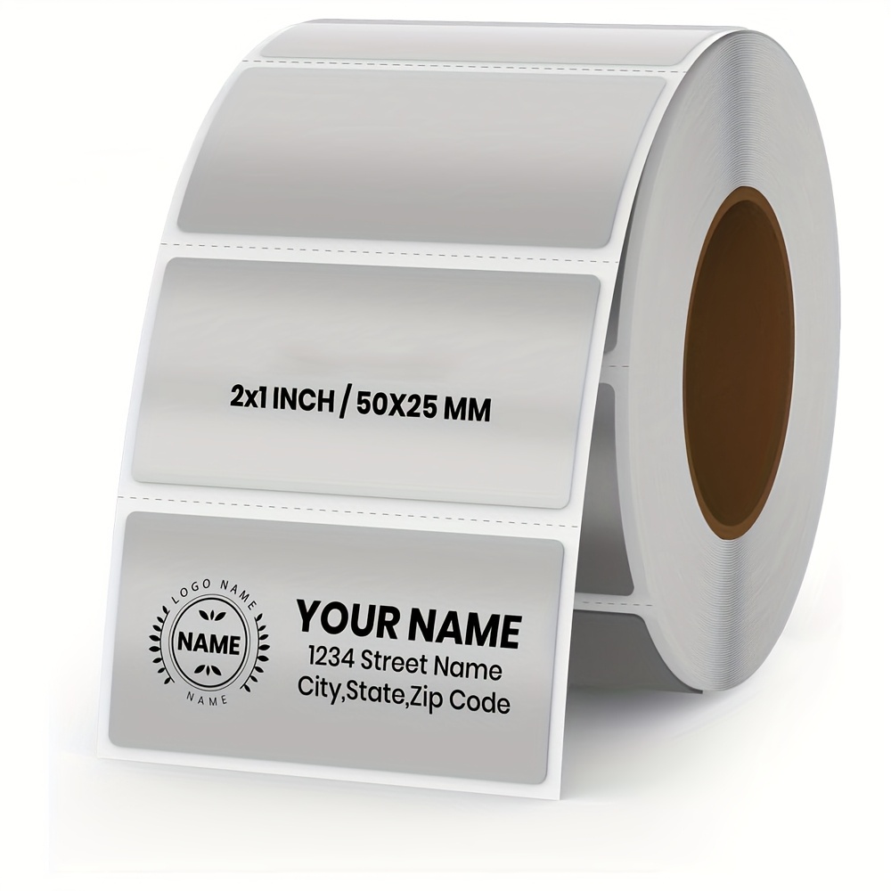 300-piece Silvery Thermal Labels - 1" X 2" Self-adhesive Metallic Direct Printable Address Stickers Roll, Printer Decals For & Name Tags