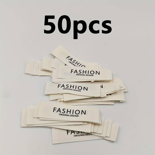 50 100pcs beige fabric labels compatible for diy crafts beige tags with clear sew on free decoration for shirts dresses hats scarves fabric labeling no width