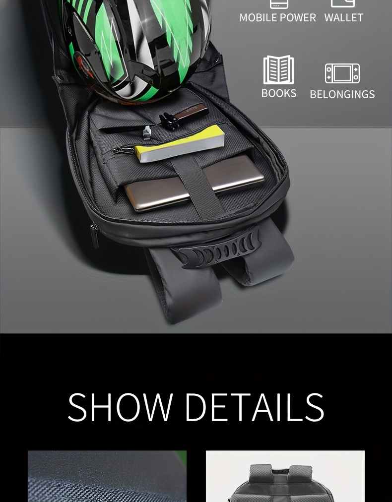 Sac à dos LED pour ordinateur portable Crelander avec yeux, sac à dos LED pour moto Chevalier de 45,72 cm avec écran couleur programmable, grand sac à casque rigide de grande capacité, sac à dos tendance pour la randonnée, le camping, le vélo et les voyages