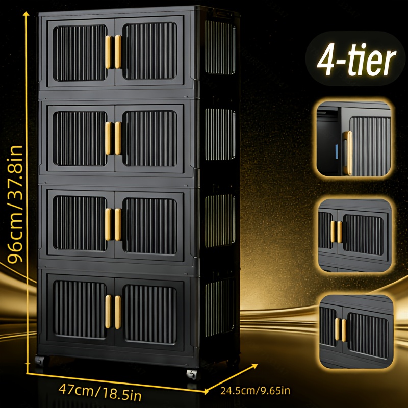 TEMU 47 cm breite stapelbare Aufbewahrungsbox, staubdichtes Regal mit Rollen, Aufbewahrungsbox, klappbarer Aufbewahrungsschrank aus Kunststoff,