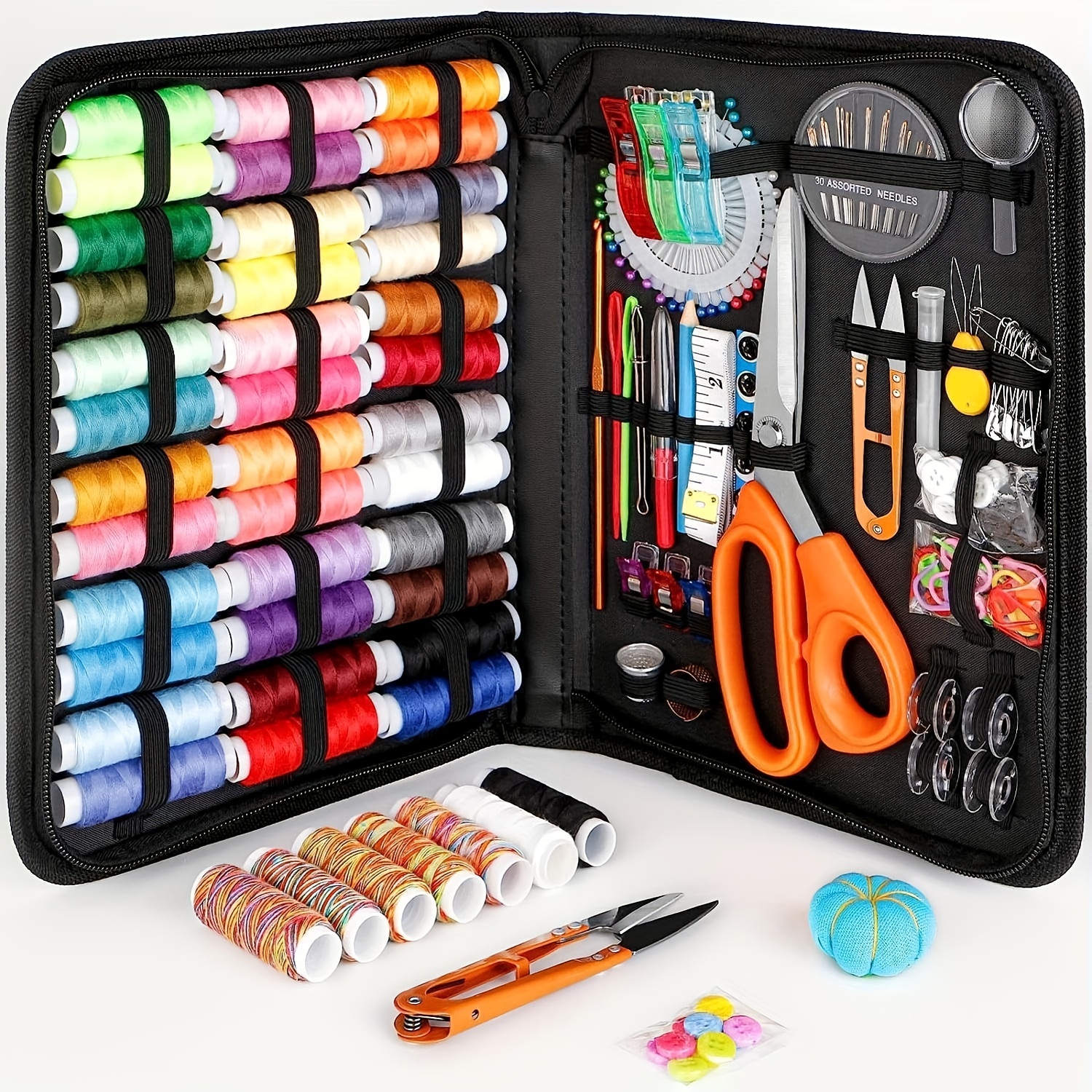 

Adult Set - Includes Professional Needle And Thread Set, Tailoring Scissors, 43xl Thread, 30 Needles, Etc. - Suitable For Beginners, Comes With Travel Friendly Sorting Bag