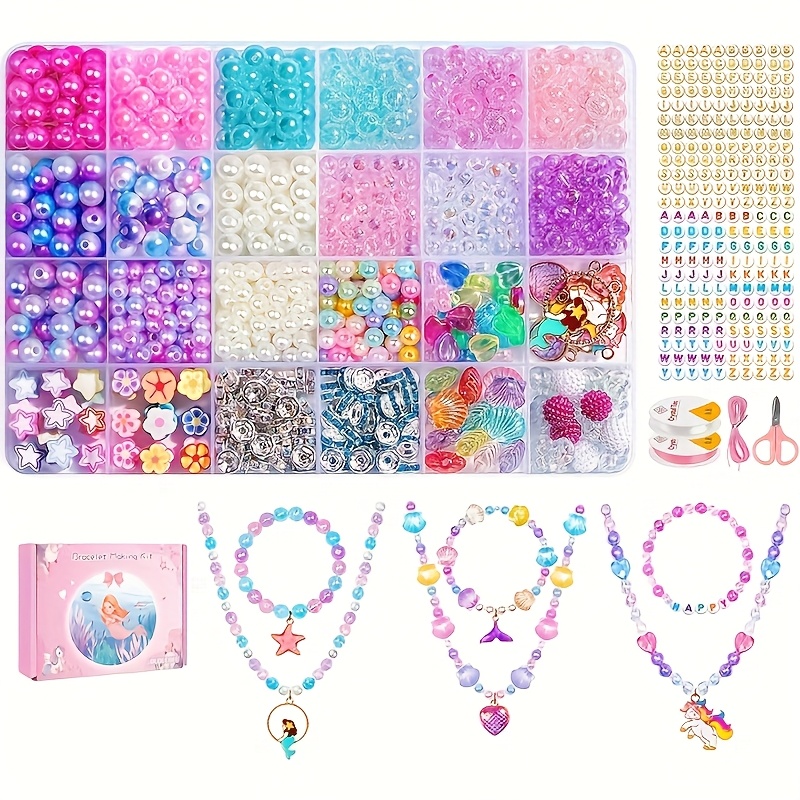 A Charm Bracelet Making Kit With Over 700pcs In Shapes And Colors, Suitable For Bracelet And Necklace Creation, Including A Round Bead Set With Letter Beads