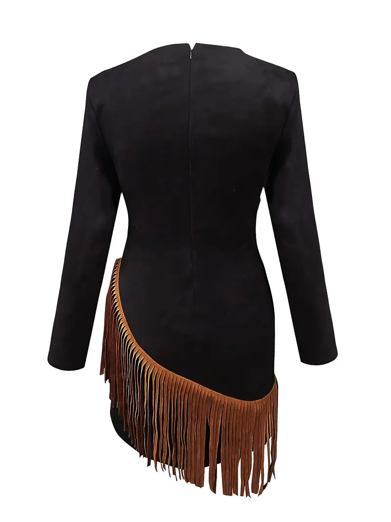 western style black suede v neck mini dress - Temu western style black suede v neck mini dress - Temu