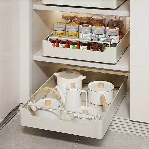 1 pull out drawer organizer with divided compartments for cups bowls and dishes portable metal storage rack with adjustable shelves ideal for modern kitchen cabinets kitchen organization modern kitchen accessory adjustable shelves kitchen drawer organizer kitchen storage organizer