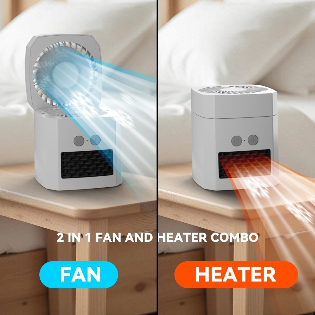 2-in-1 function cooling and heating fan with 3-speed variable speed 400W low-power function electrical appliance, safe and quiet, can cool down and warm up, suitable for bedrooms, living rooms, offices, etc