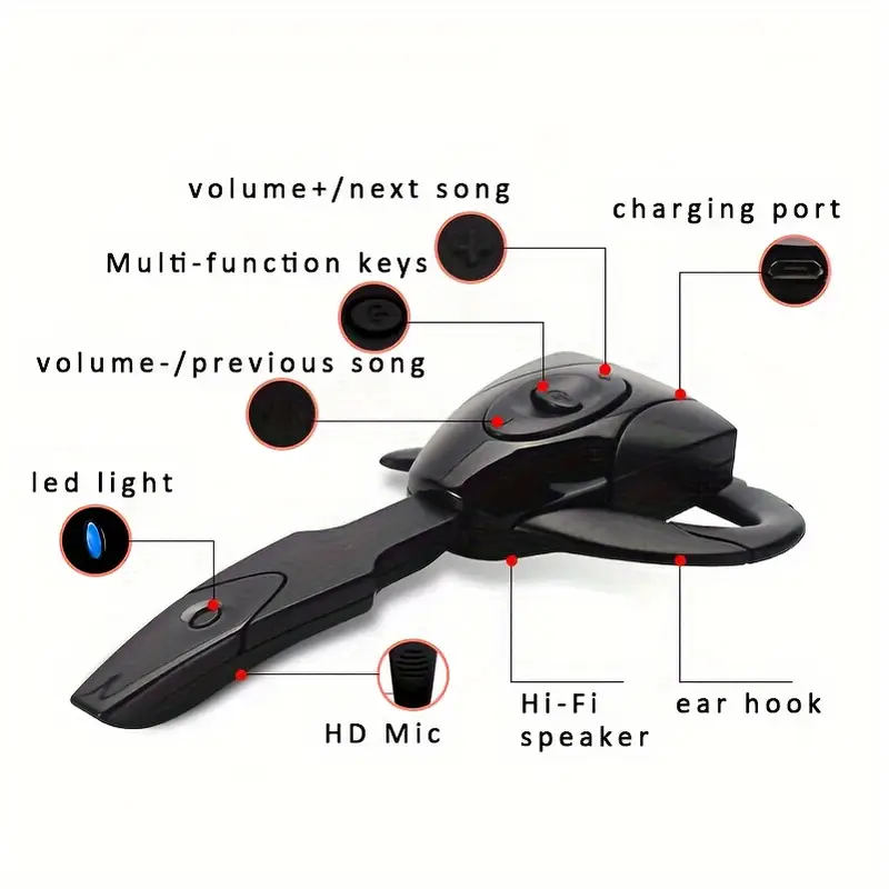 ultra long wireless earhook headphones lightweight rechargeable non in ear design for sports driving details 5