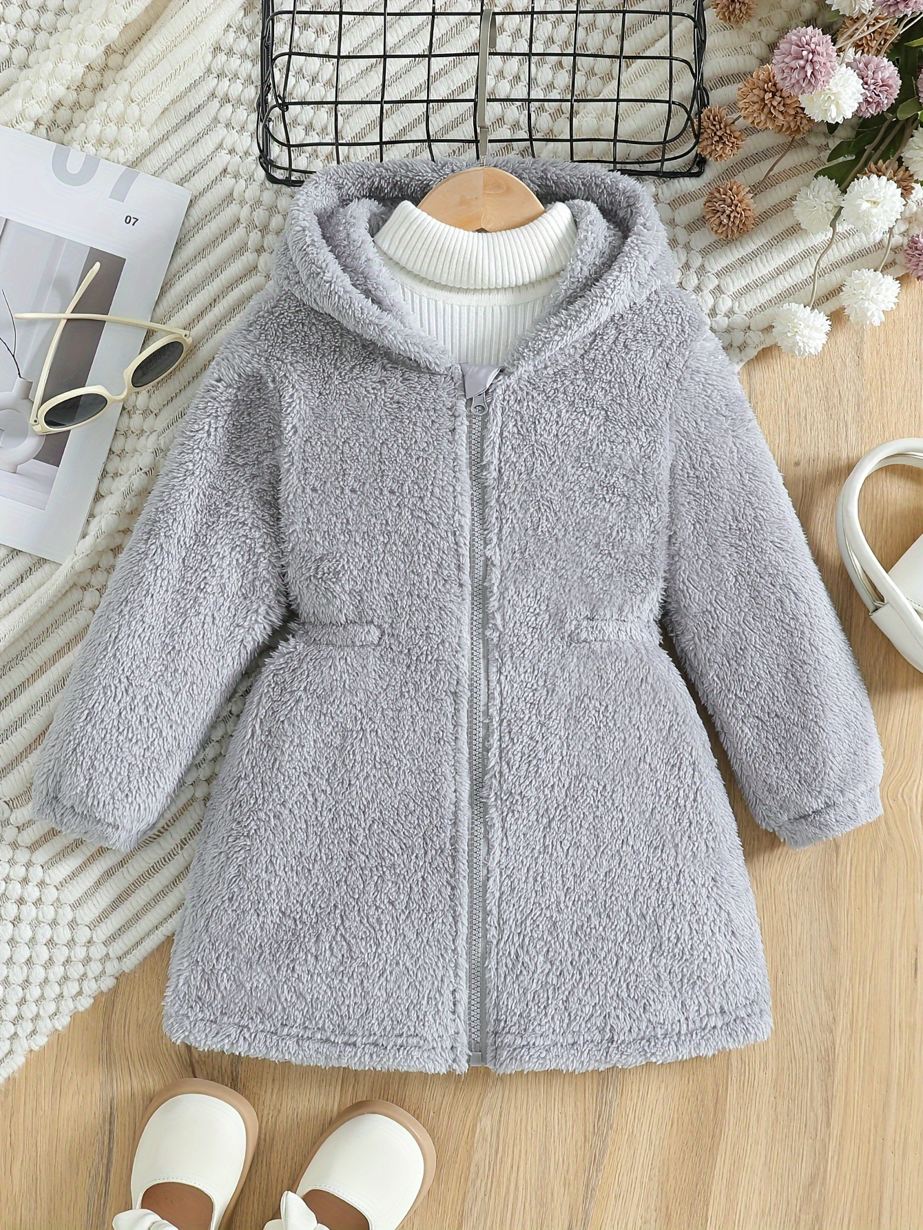 abrigo lana niñas pequeñas chaqueta poliéster capucha Temu Peru