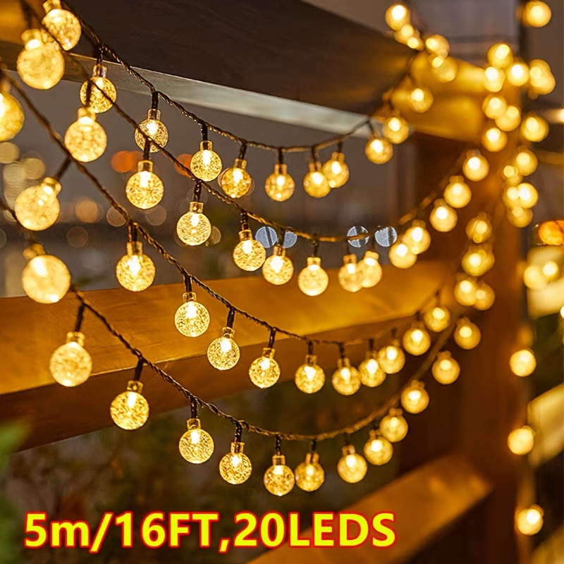 

39ft Solar-powered Crystal Bubble Ball String Lights, Leds With 8 Lighting - Outdoor Decor For Weddings, Gardens, Camping & Parties