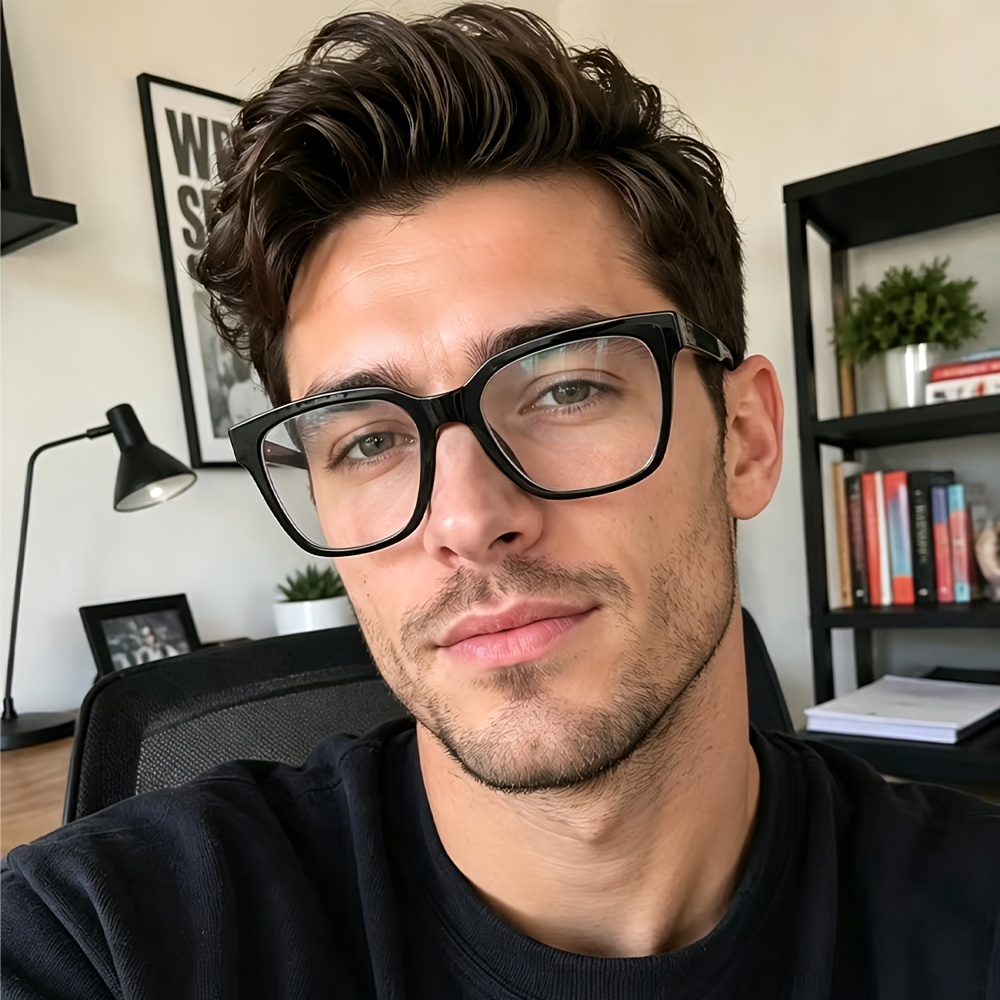 TEMU 1pc Retro Box Transparent Flat Glasses, Black Thick , College Style Glasses, Men And Women Daily Wear Glasses, Street Fashion Matching Pieces,