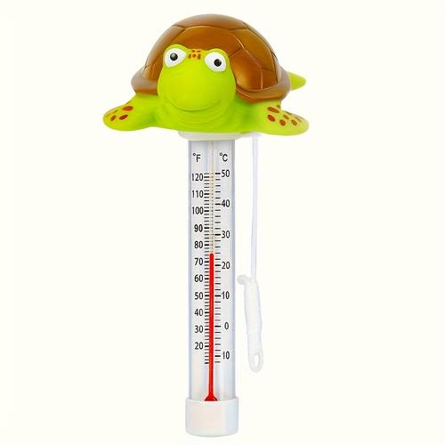 large easy to read sea turtle floating thermometer suitable for indoor and outdoor swimming pools hot tubs and aquariums featuring a thermometer without battery