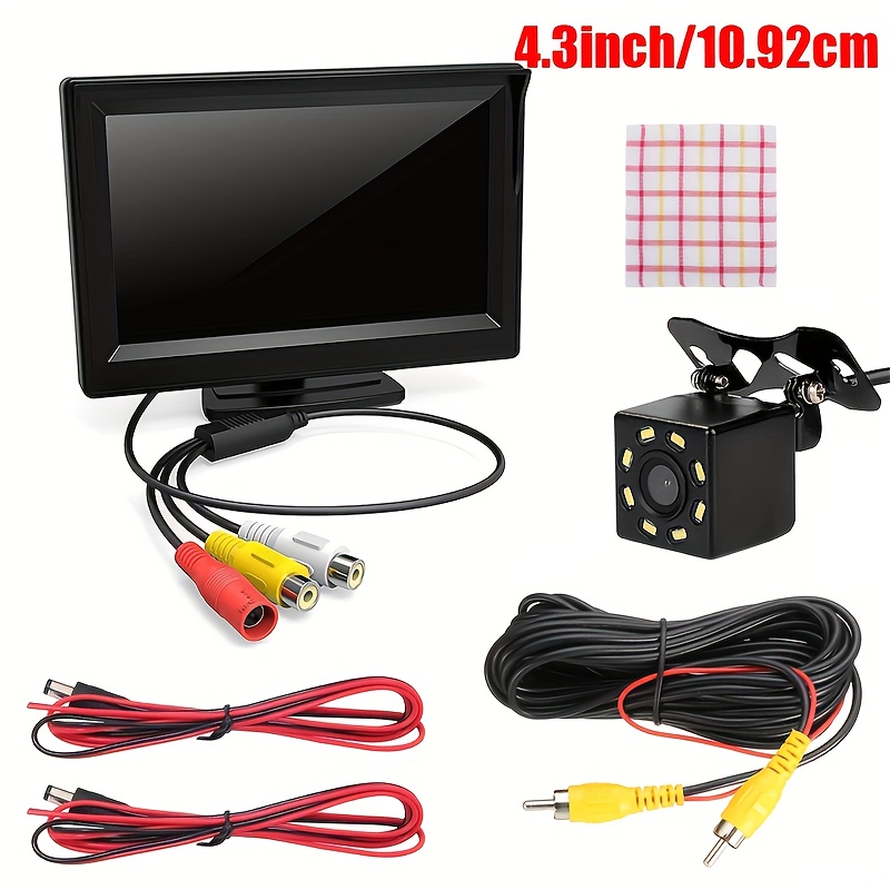 TEMU 8led Night Vision Reversing Camera Hd 4.3 Inch Monitor Wide Angle Parking System For Multi Vehicle Safety Backup
