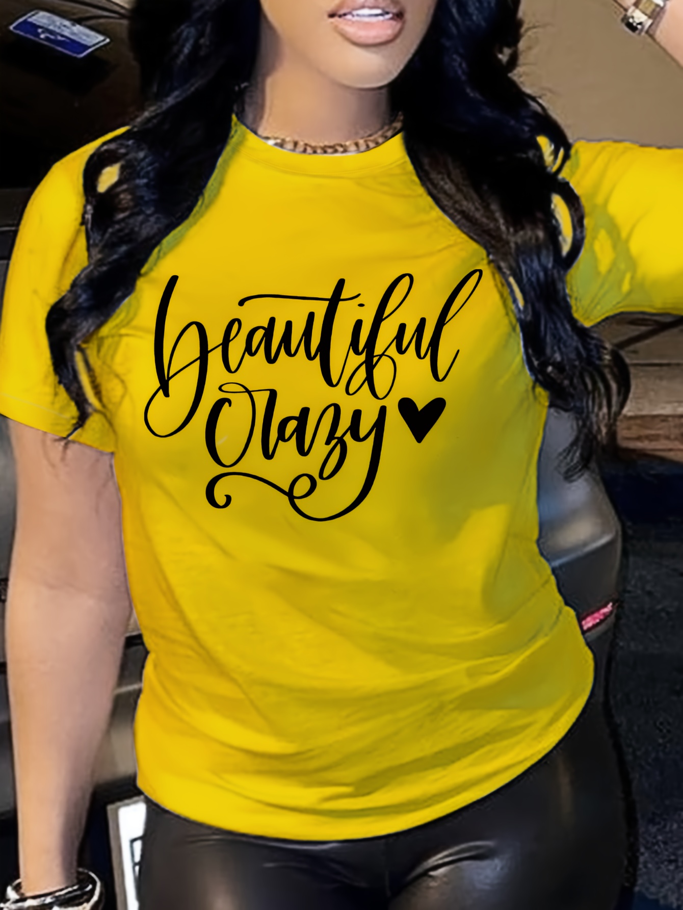 Letter Print T-shirt, Short Sleeve Crew Neck Casual Top For Summer & Spring, Women's Clothing