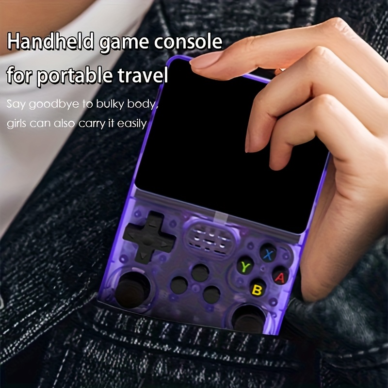 7 Colors Available, Retro Handheld Game Console R36S with 3.5-inch Screen Classic Entertainment, 64GB Portable Handheld Game Console, USB Charging, Rechargeable Battery, Instant Play