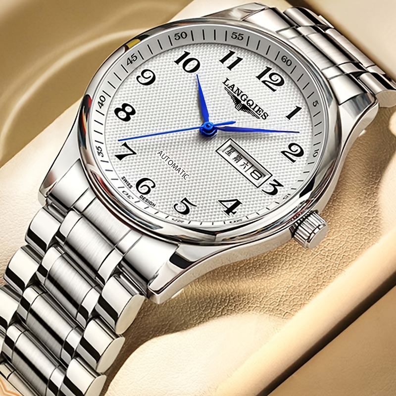 E-shop Luxuriöse und stilvolle automatische Herrenuhr, leuchtende Datumsanzeige, Edelstahlarmband, anspruchsvolle Herrenarm Uhr im Business-Stil -