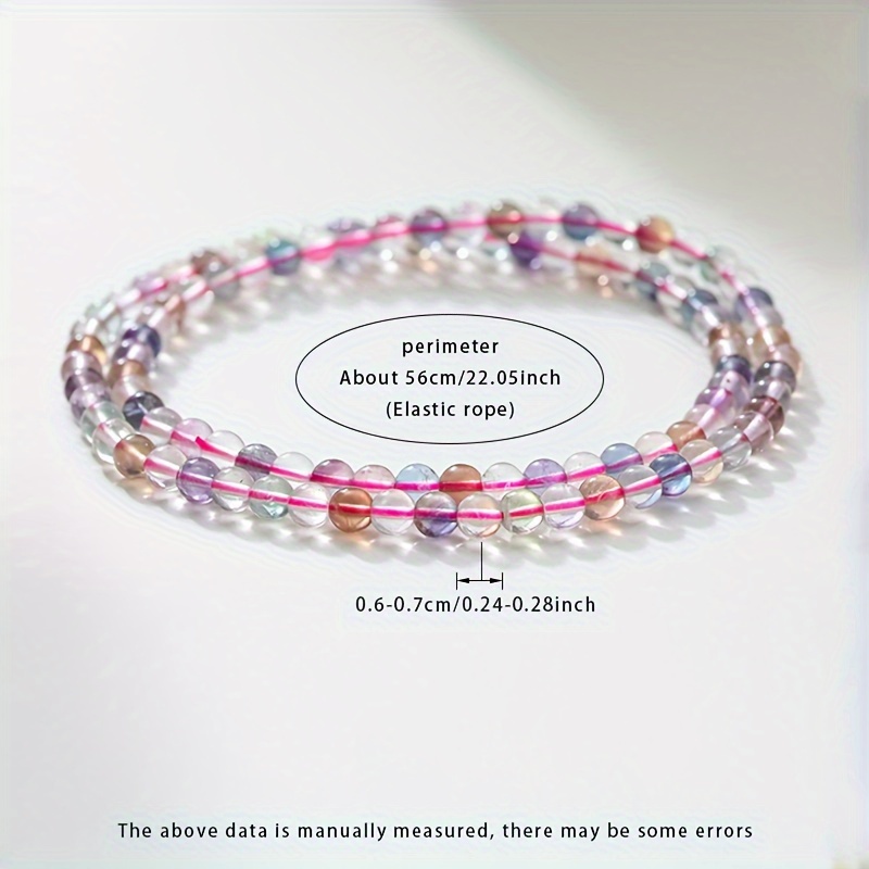 Colorful Fluorite Bead Elastic Bracelet for Women