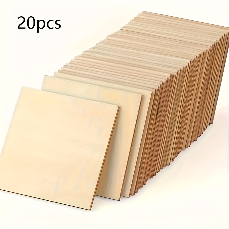 Image of 20 Unfinished Squares Suitable For Crafts, Supplies, Coasters, And Wall Art