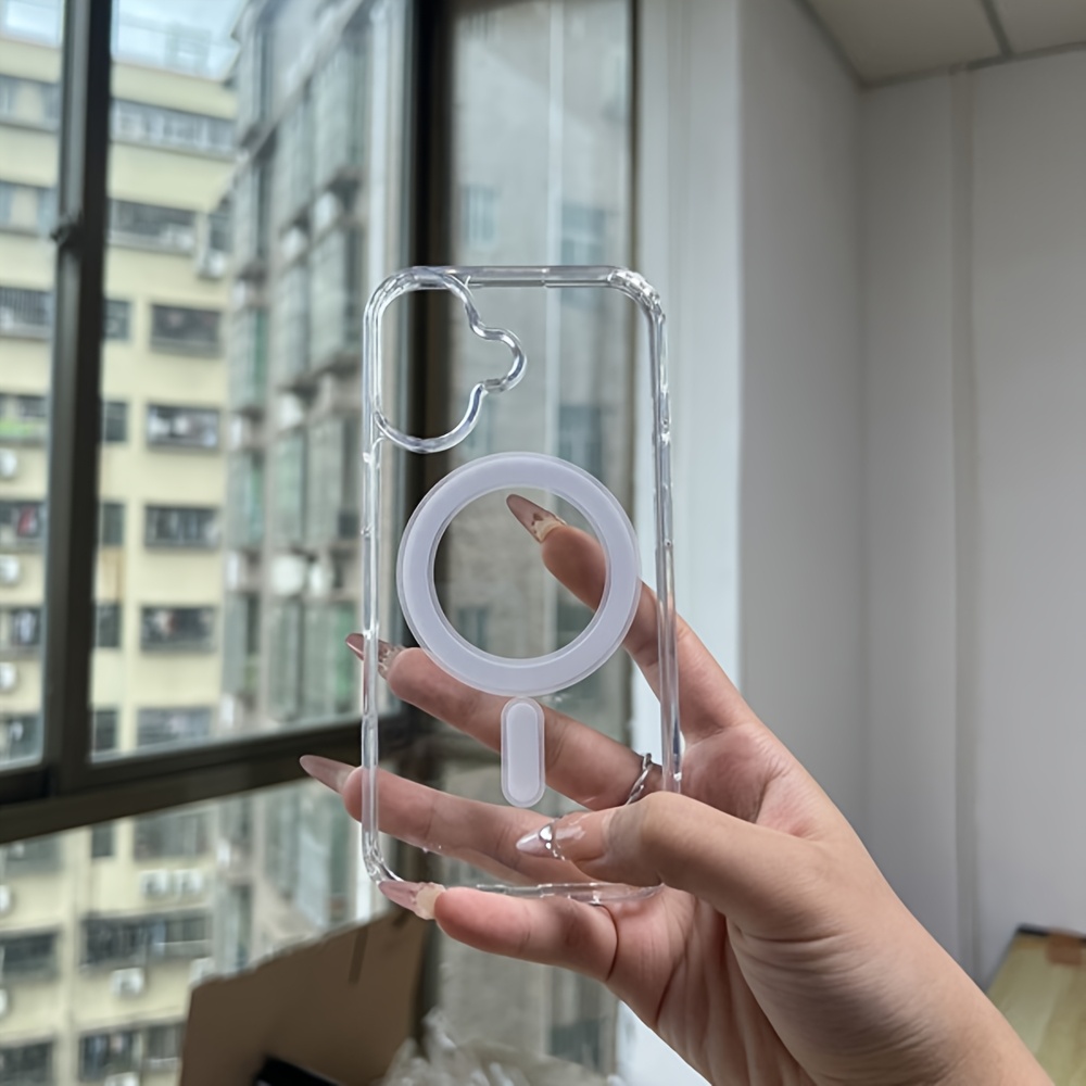 TEMU Phone Case - Acrylic Magnetic Transparent Suitable For 17promax/17pro/17air/17 Full-coverage Anti-fall Phone Case