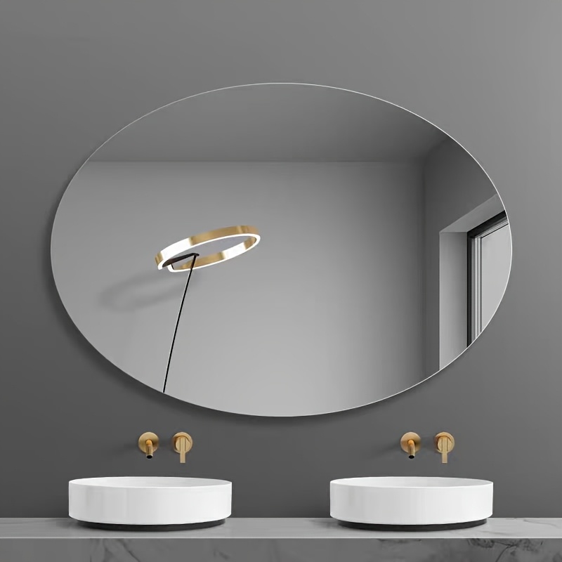 High-definition, No-drill, Self-adhesive, Frameless Acrylic Oval Mirror, Modern Minimalist Bathroom and Vanity Mirror