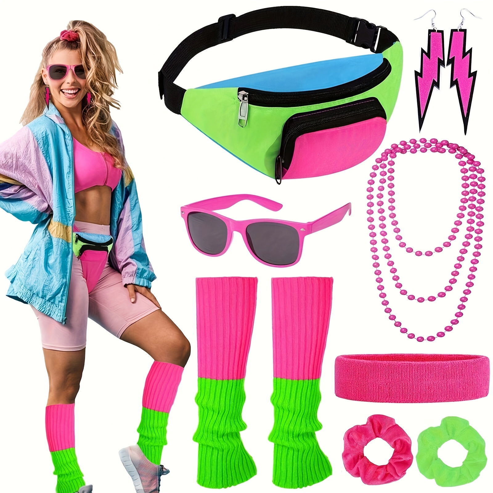80er Jahre Neon Radhose – Pink & UV-leuchtend Für Kostümpartys (Damen S Bis L)