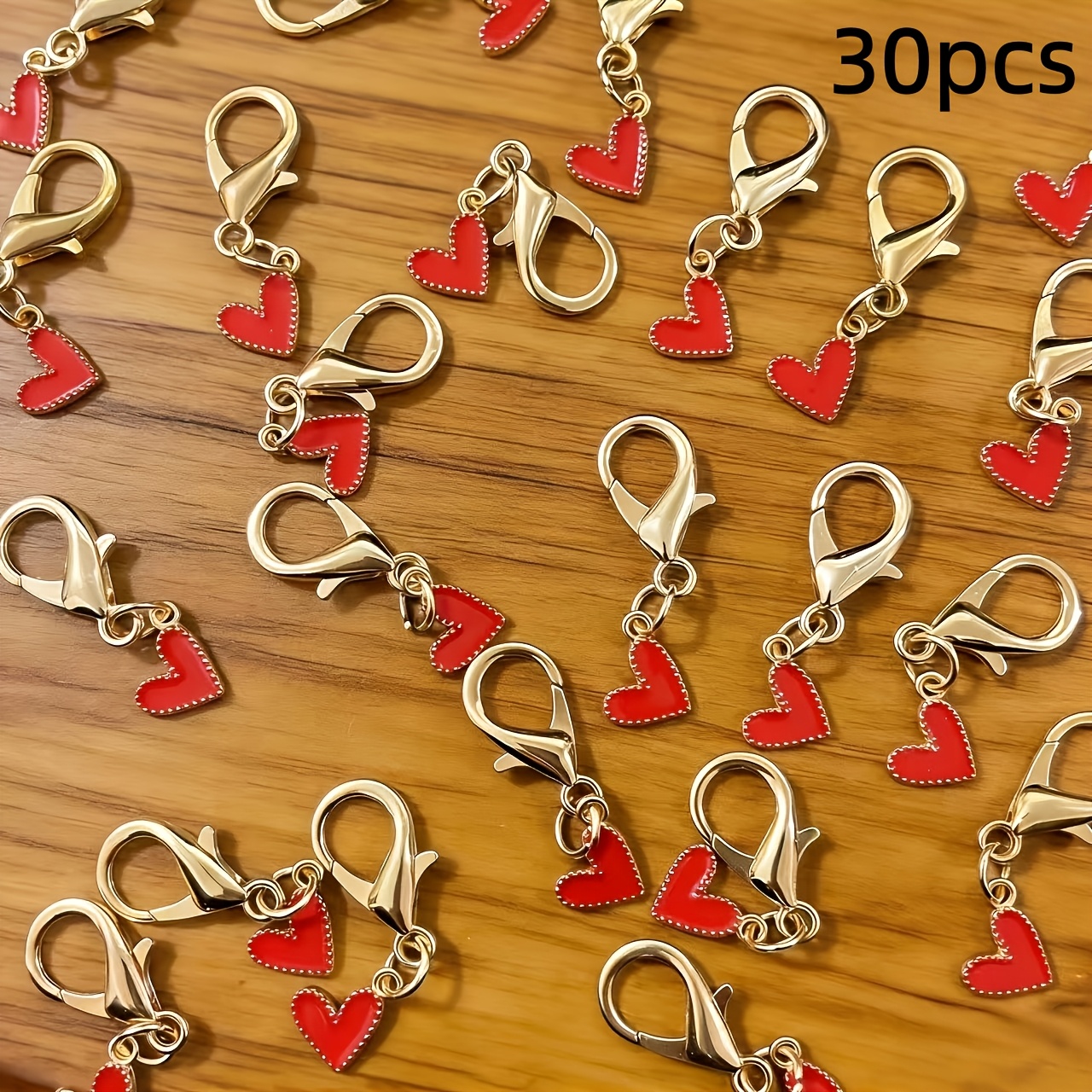 E-shop 30 Stück Schlüsselanhänger Set mit Rotem Herz Anhänger Kopfhörer Charm, Romantisches Überraschungsgeschenk für Valentinstag, Hochzeitsfeier,