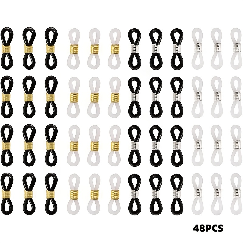 TEMU 48 puntas para cadena de gafas, colores, conectores de silicona para cadena de gafas, monturas de de banda de de goma flexible y ajustable,
