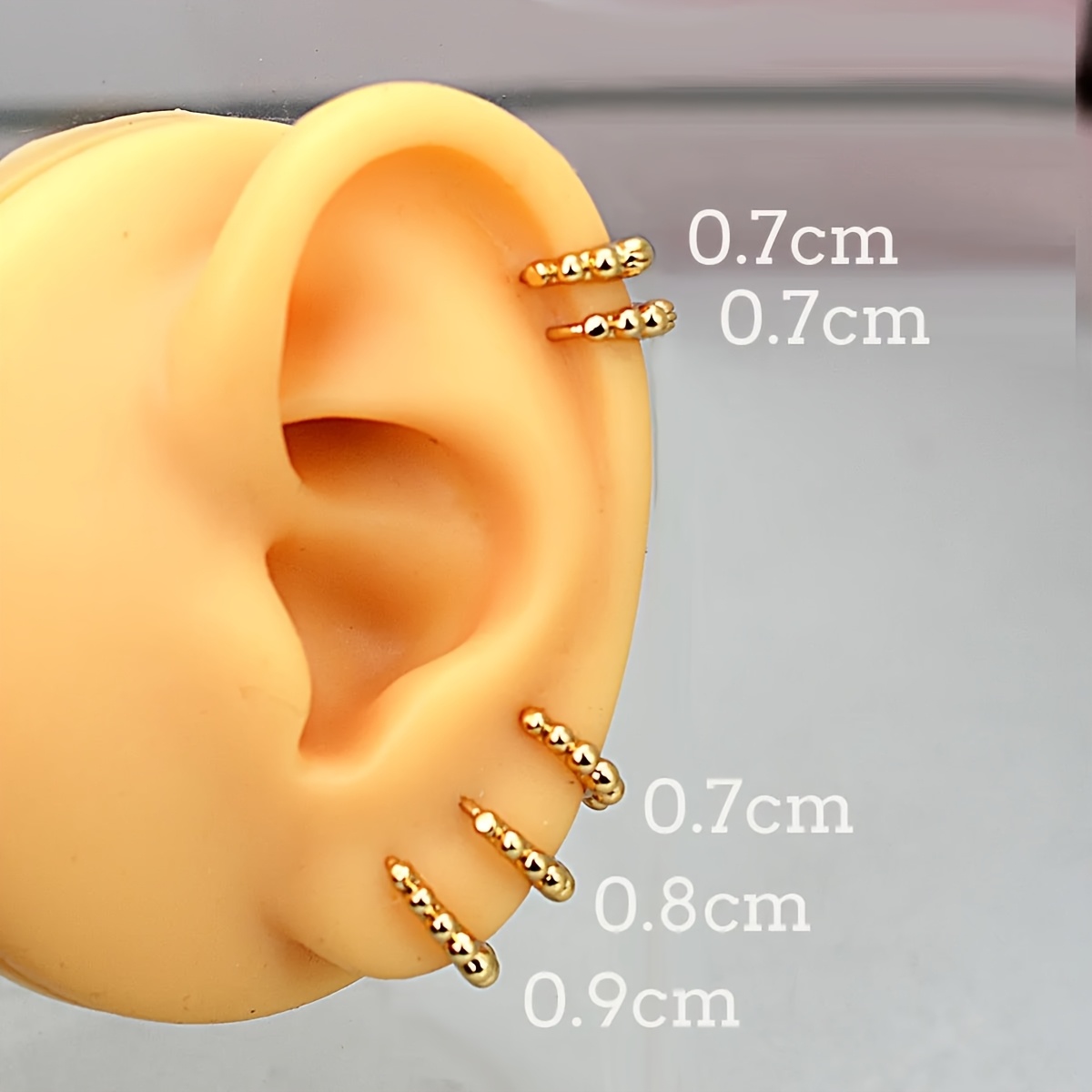 2pcs Tiny Beaded Hoop Earrings for Women, Golden/Silvery Color