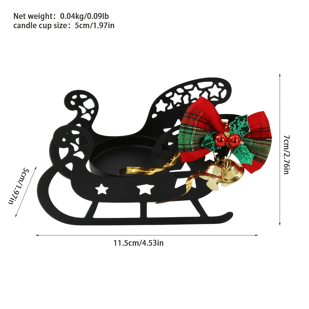 TEMU 1pc Hollow Wrought Iron Christmas Sleigh Bells Christmas Deer Bow Christmas Candlestick Aromatherapy Candlestick Full Of Atmosphere Suitable For