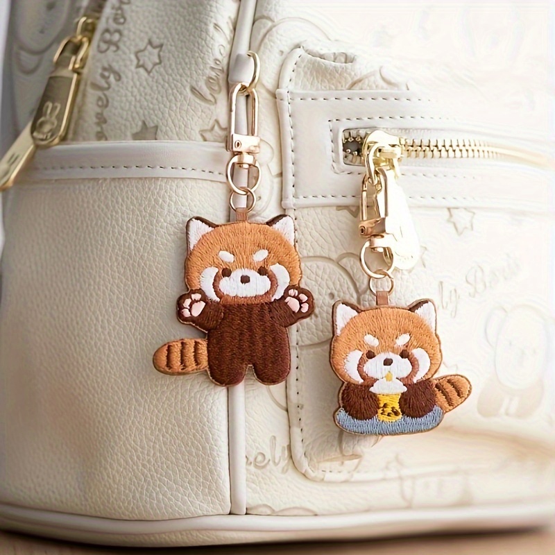 

Adorable Red Panda Embroidered Keychain - 4.8cm X 1.88in - Mixed Colors - Perfect For Art, Crafts, And Sewing Accessories